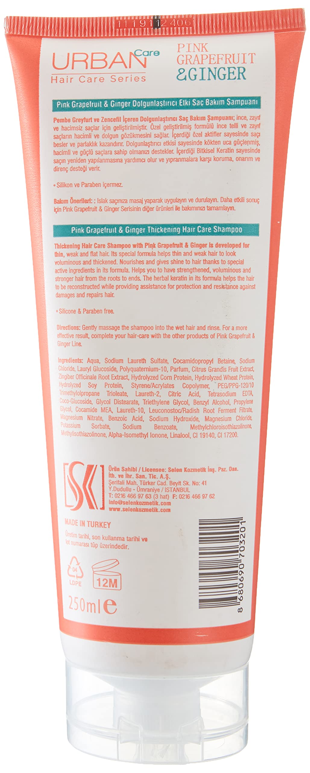 Urban Care Pink Grapefruit & Ginger Shampoo 250ml / 8.5fl.oz